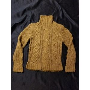 Todd Snyder Wool Alpaca Sweater Medium Brown Mens Cable Knit Turtle Neck Chunky